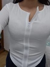 Hirigin-camisas de manga larga con cremallera para mujer, Tops de punto de cordoncillo liso, Jersey elegante ajustado, blusa ceñida para oficina, otoño