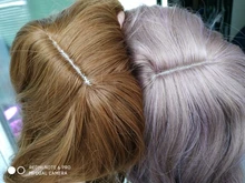 AISI QUEENS corto marrón peluca pelucas sintéticas con flequillo para las mujeres púrpura de la onda de agua Natural Bob pelucas resistente al calor falso pelo