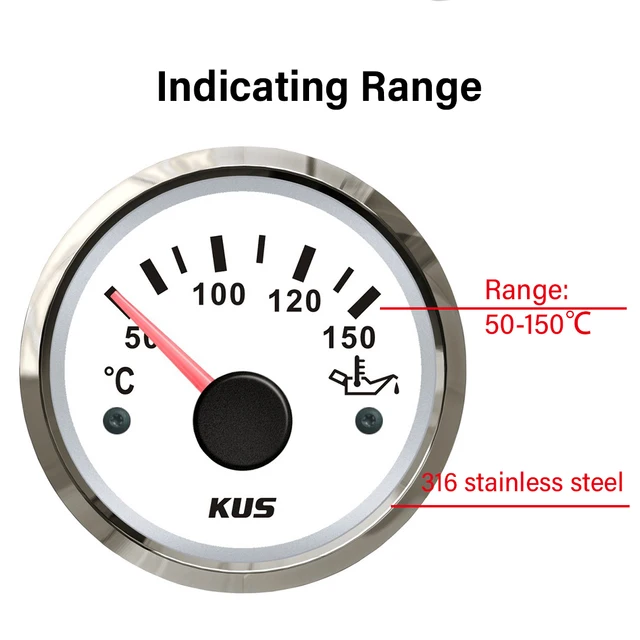 Universal Temperaturanzeige mit Sensor, 40-120°C, 12 Volt, Ø 52 mm :  : Auto & Motorrad