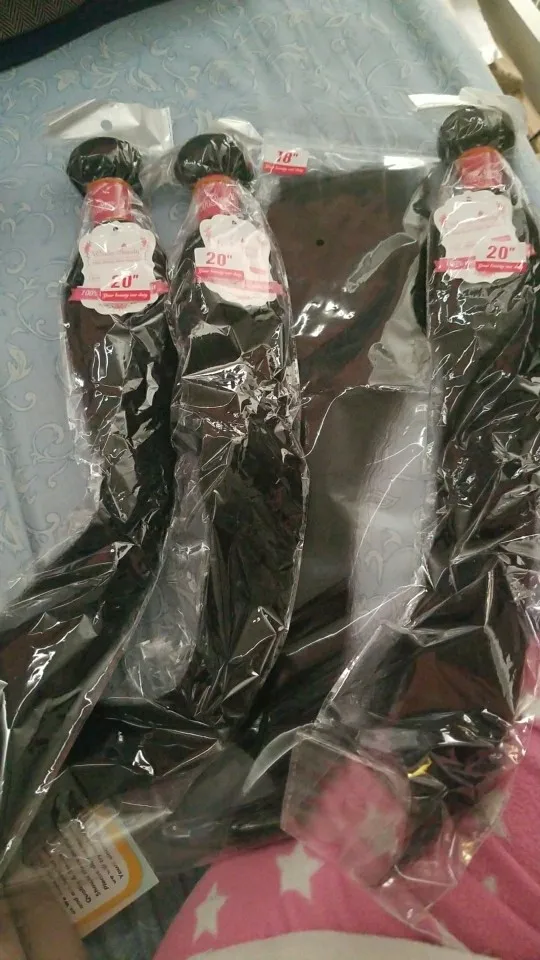 Kinky Straight Brazilian Hair Bundles With Closure photo review