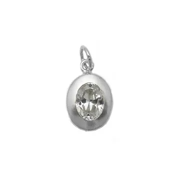 

Pendant 925 Sterling silver m oval center cubic zirconia 15.5mm. [AB4118]