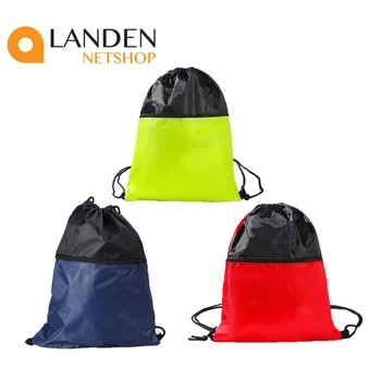 

Canvas backpack with rope closure front pocket zipper new fashion unisex printed solid bag with cordon kids