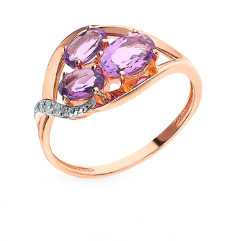

Gold ring with amethyst and cubic zirconia sunlight sample 585
