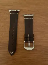 MAIKES-Correa de cuero para Apple Watch, banda de 44mm, 40mm, 42mm, 38mm, Series 6, 5, 4, 3, 2, 1, iWatch, Vintage, con cera de aceite