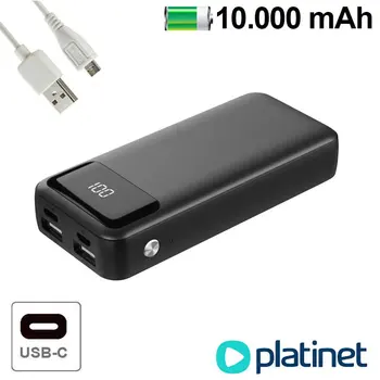 

Universal Power Bank 10.000 MAh external battery (2 X Usb/2.1A/Type C) Platinet polymer