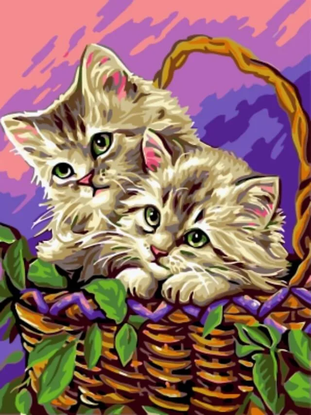 Картина по номерам Стандарт: Котята в корзинке