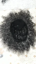 NNZES-peluca Afro rizada para mujeres negras, pelo largo sintético con flequillo, color negro y gris, 14 pulgadas