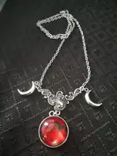 Cristal de vidrio Luna collar COLGANTE media luna bruja joyería de Luna simple collar joyería pagano mago regalo