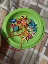 Juguetes de madera para bebés, Fruta de dibujos animados de animales para enhebrar, cuentas de madera, juguete educativo para niños