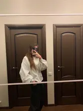 Blusa con manga de linterna para mujer, camisa holgada con botones a la moda para primavera y otoño, Color liso