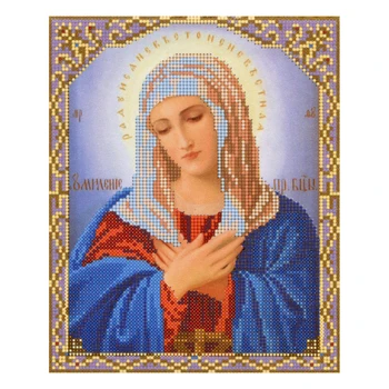 

4005 fabric printed beaded embroidery fabric 'умиление' 25*30 cm