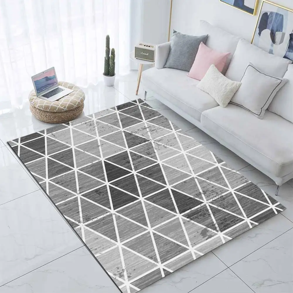 Еще Черный, серый цвет треугольники геометрические Nordec 3d печати Нескользящие микрофибра Гостиная современное ковровое покрытие, которое можно стирать в машине коврик