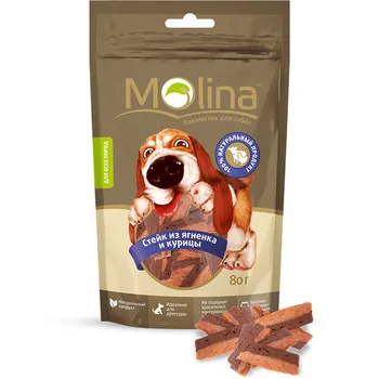 

Molina delicacy D/dogs steak from lamb and chicken, 80g-6 PCs