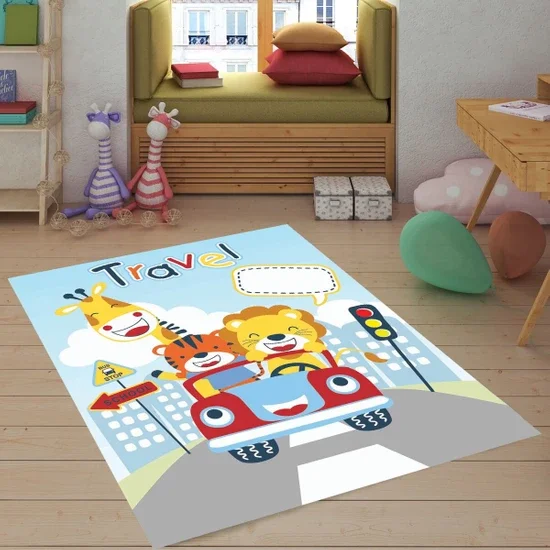 

Meg & Cloud Cute Animals Pattern Digital Print Washable Non-Slip Floor Nursery Rug