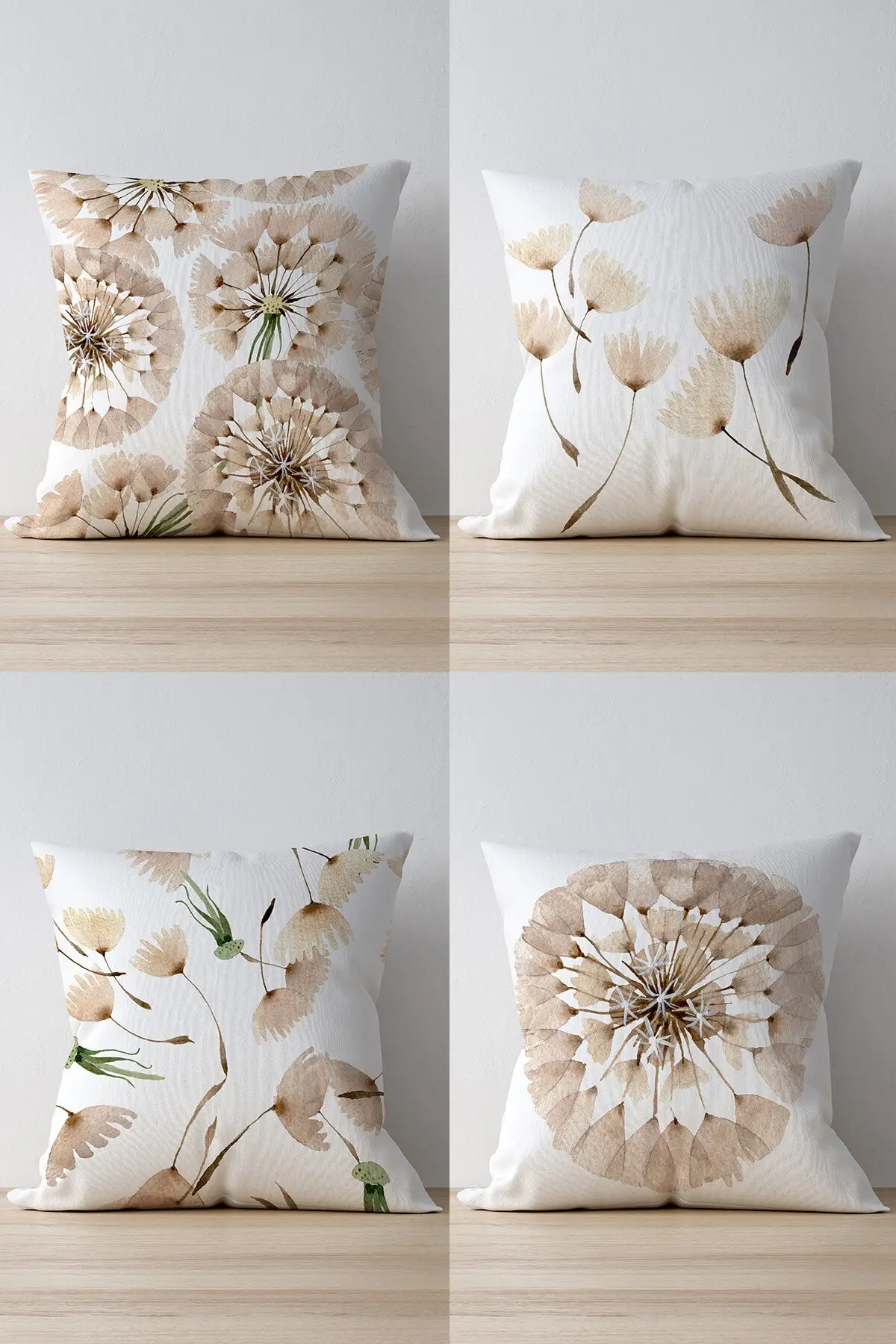 

Double Side Printed Dandelion Patterned 4'lü Pillow decorate Case