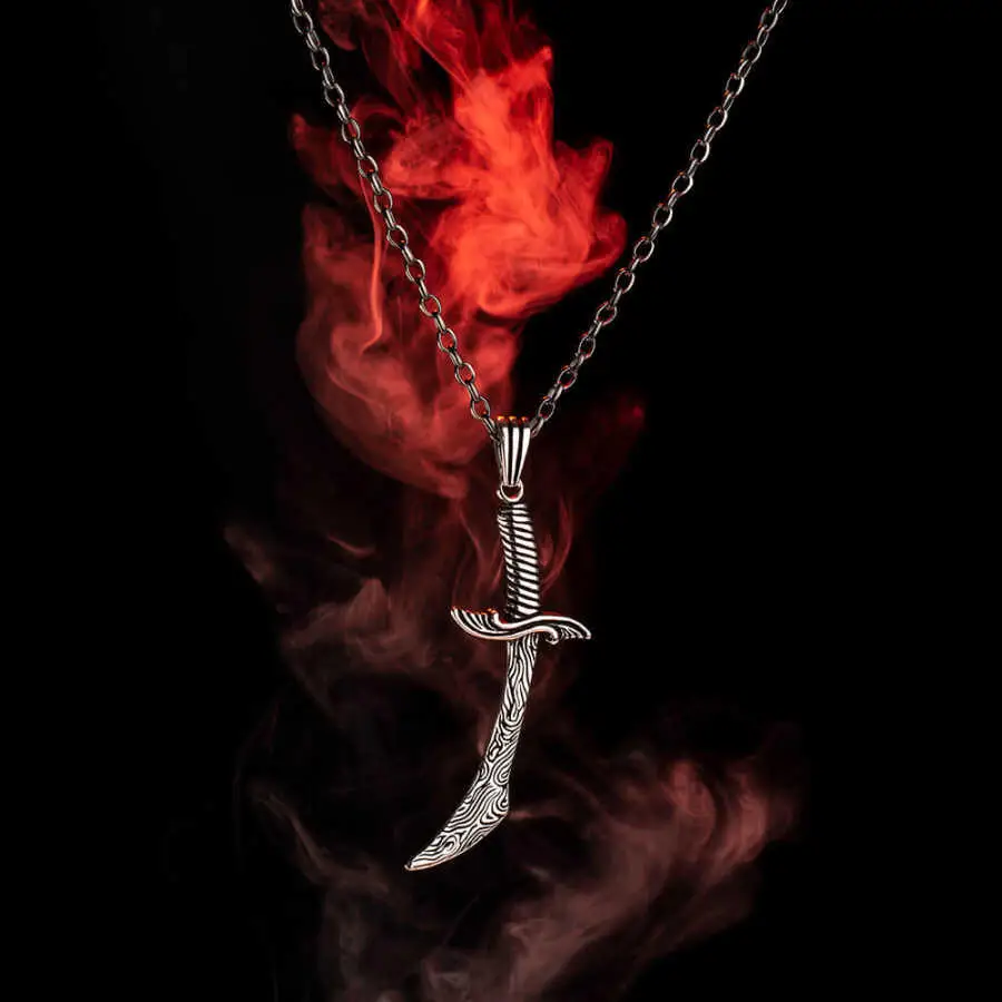 

Scimitar Sword Pendant Necklace (Thick Chain) Fashion Turkish Premium Quality Handmade Jawelery