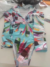 Bañador estampado de flores para mujer, una pieza, monokini, manga larga, traje de baño para surfear