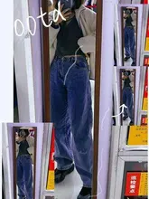 Pantalones vaqueros de cintura alta para mujer, Jeans holgados de gran tamaño para mamá, ropa de calle, vaqueros de pierna recta para mujer