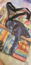Tote-Bags Oil-Painting Linen Groceries Cat-Print Customize Reusable Womens Designer Lady