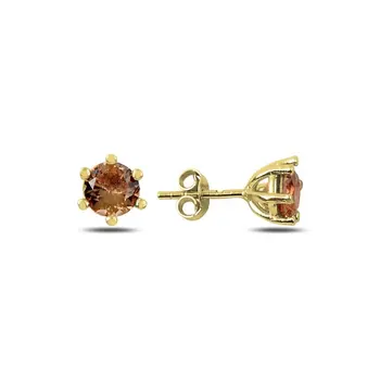 

Angemiel 925 Silver 6mm Zultanite Cubic Zirconia Solitaire Earrings-Gold Plated