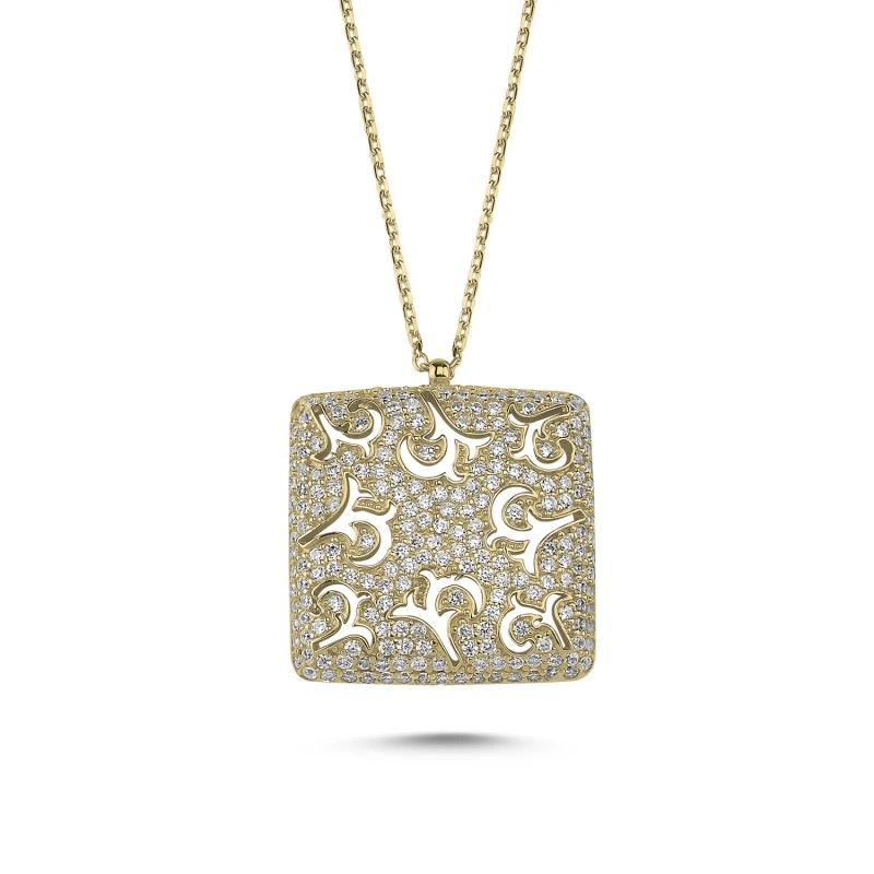 

Openwork Pattern Zircon Cubic Zirconia Square Ghost Pendant