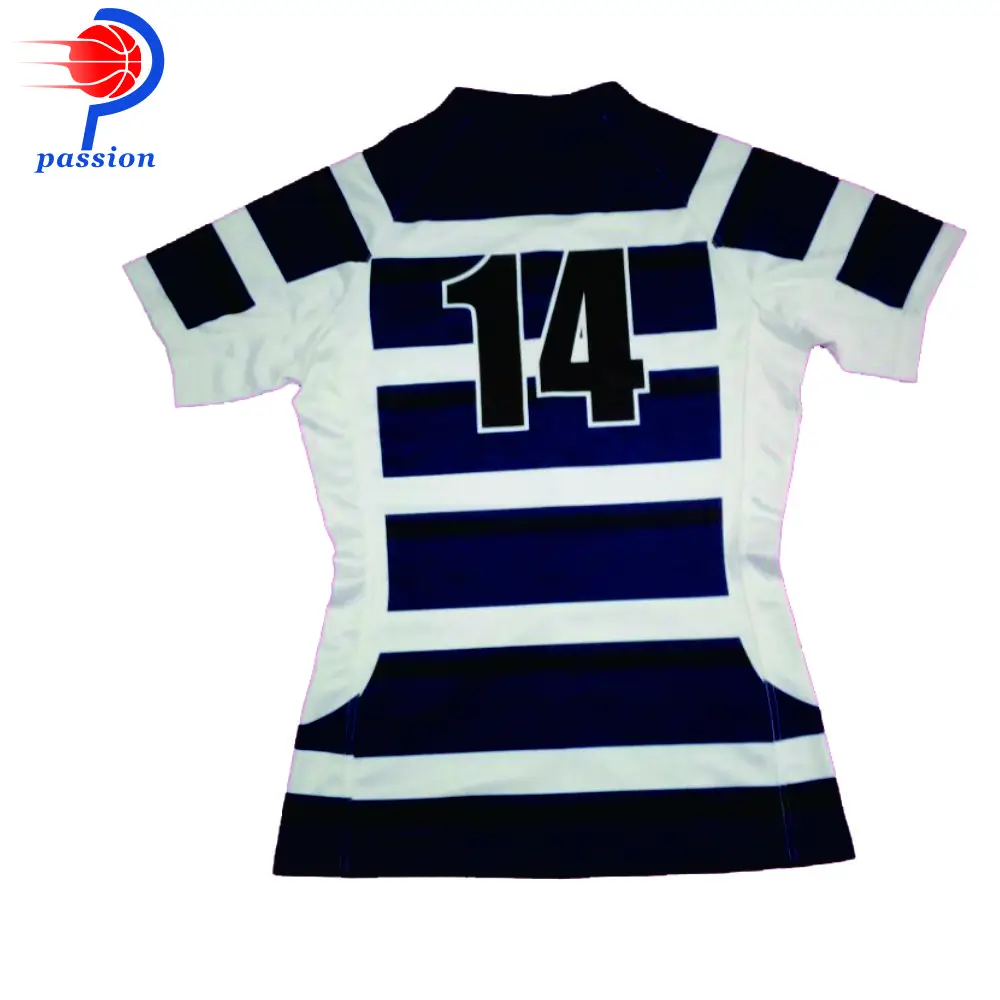 DHL Navy Blue White Royal Reglan Sleeve Rugby Uniforms For School Teams