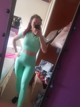 Leggings Shorts Gym-Set Crop-Top Workout-Suits V-Neck Seamless Women Fitness High-Waist