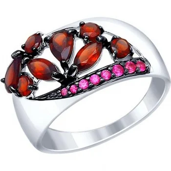 

Sokolov ring with garnet and cubic zirconia