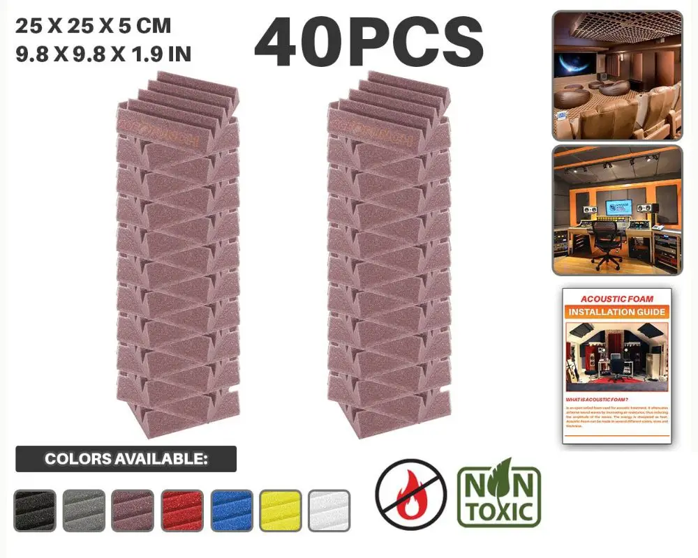 Purple Arrowzoom 40 шт Упаковка 9," x 9,8" x 1," клиновая плитка студия Звукопоглощающая Панель акустическая обработка пены - Цвет: Purple