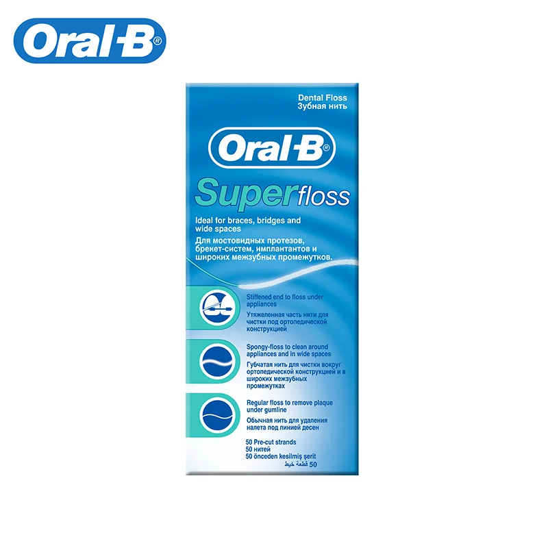 Зубная нить Oral B Super Floss 50 м.|Держатель зубной нити| |