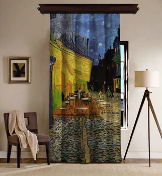 

Cipcici Vincent Van Gogh - Caffe Terrace Single Panel Blackout Curtain for Living Room Bed Room Curtains for Window Treatment