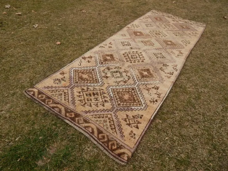 Винтажный английский ковёр Oushak, дорожка для прихожей 3,9 X 10.2ft