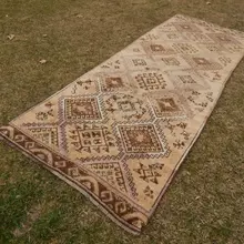 Винтажный английский ковёр Oushak, дорожка для прихожей 3,9 X 10.2ft