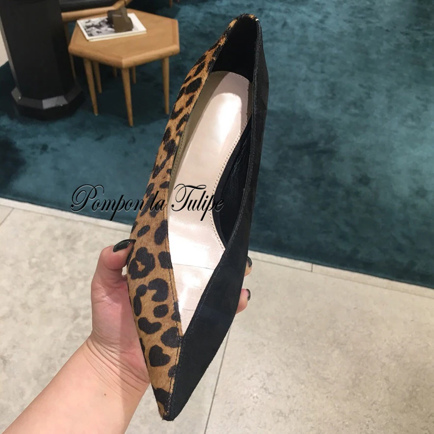 

MNK 930054 Leopard/Python Suede Patchwork Elegant Sheepskin Pumps 5CM Heels Chic Stilettos Party Wedding Fashion Women Shoes