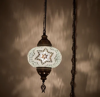 

Swag PLUG IN Turkish Moroccan Mosaic Ceiling Hanging Chandelier Light Lamp 15ft