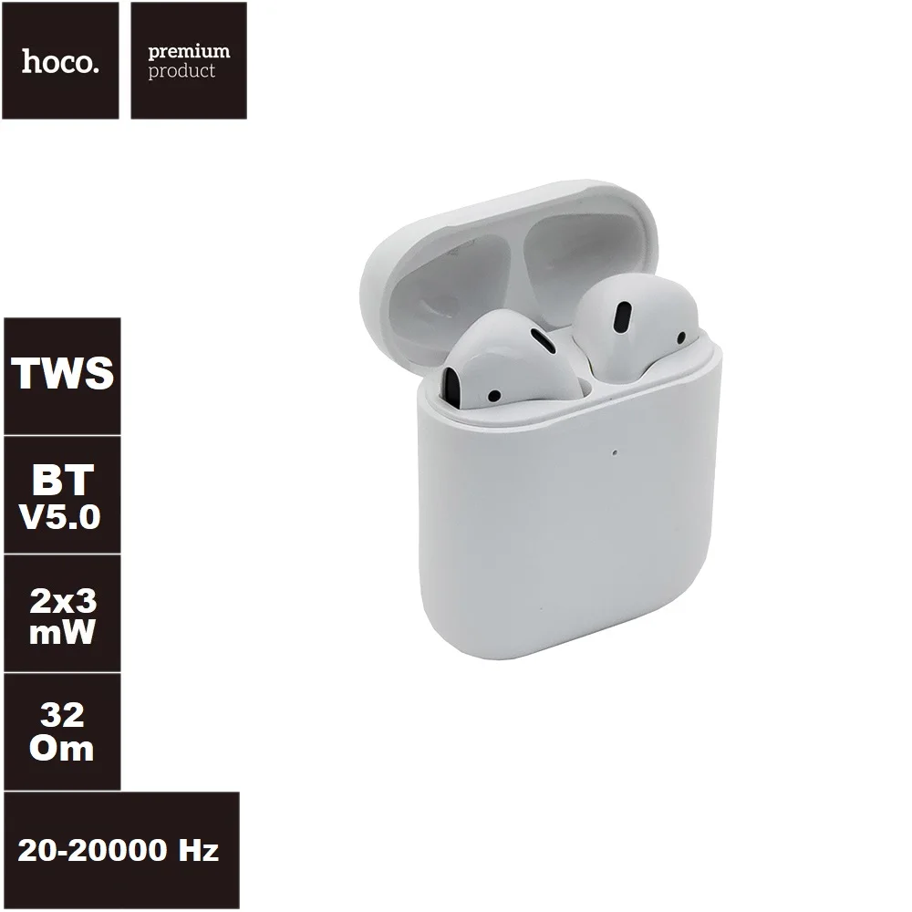 TWS Bluetooth headset HoCo es32 plus original series BT 5.0 inserts (white with black case) | Электроника