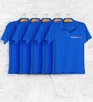 

Companies For 50 PCs 1. Quality Logo Printed Saks Blue Polo Collar T-Shirt