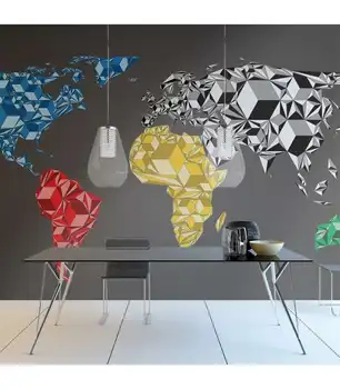 

Photo Mural-Map of the World - colorful solids