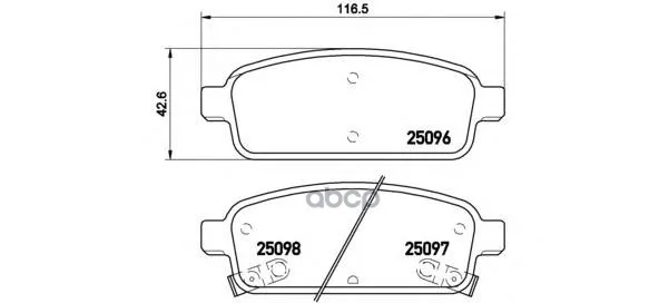 Колодки Тормозные Chevrolet Cruze 09-/Orlando 11-/Opel Astra J 10- Задние Brembo P59080 Brembo арт. P59080