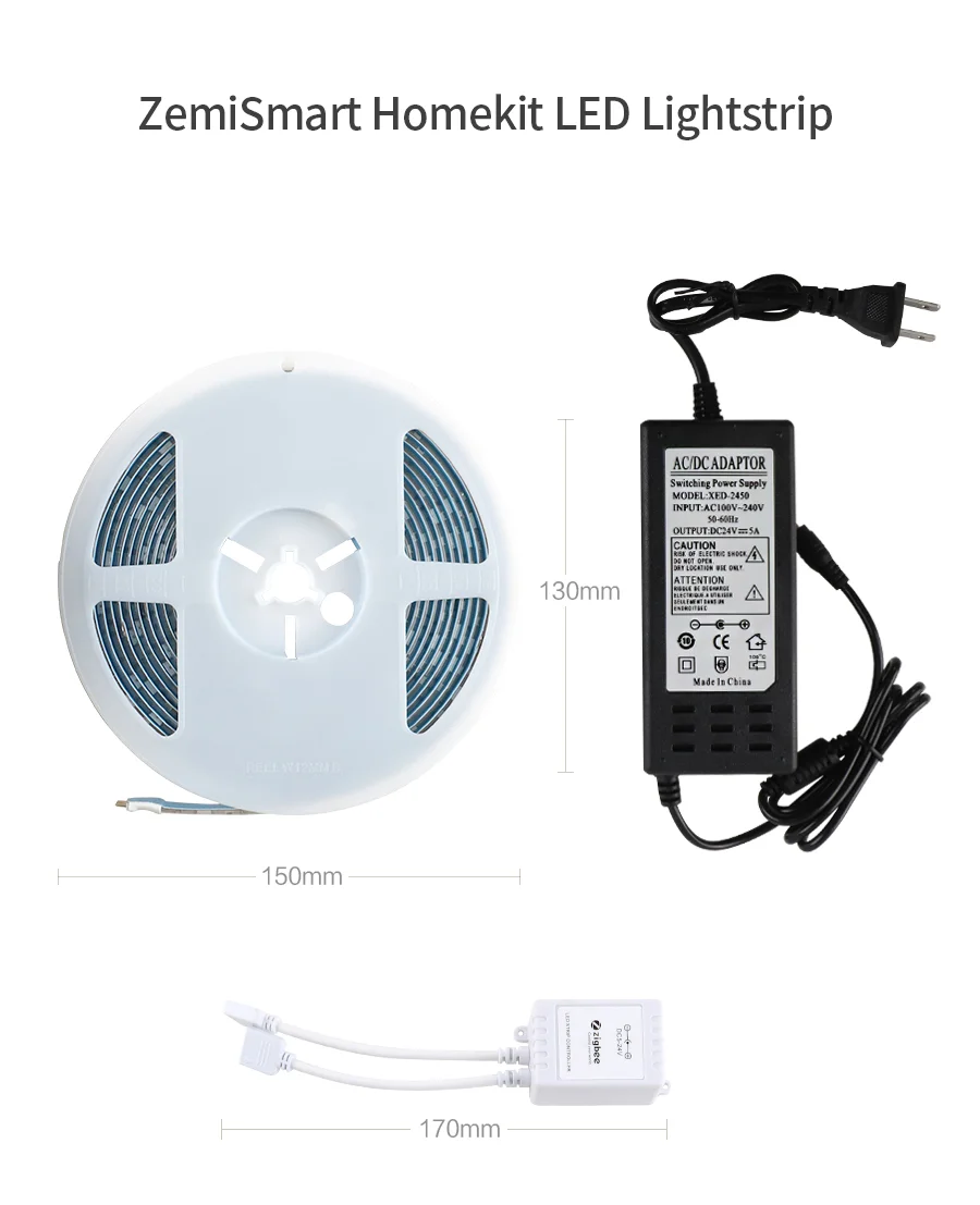 Zigbee LED Driver with 5M 10M LED Strip Light RGBW Flexible TV Backlight for Hom