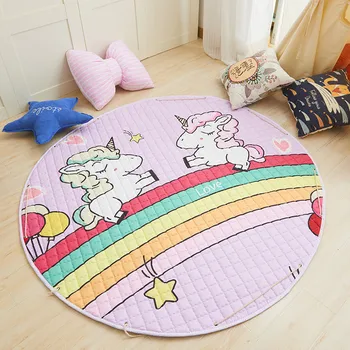 

Living Room 150cm Round Kids Toy Storage bag Portable Cartoon Storage Basket For Toy Baby Playing Floor Blanket Mat
