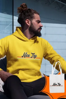 

Angemiel Wear Nice Try Yellow Men 'S Hooded Sweatshirt Bags Kombin