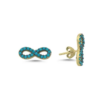 

Angemiel 925 Silver Nano Turquoise Cubic Zirconia Infinity Earrings-Gold Plated