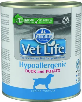 

Vet Life Dog Hypoallergenic canned dog when food allergies and/or непереносимости, Duck and potato, 300g.