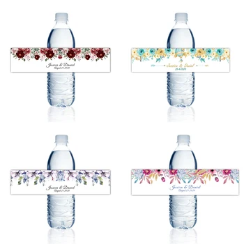 

Custom Rustic Floral Water Bottle Labels Personalized Flower Custom Water Bottle Labels For Wedding, Anniversary, Bride Show