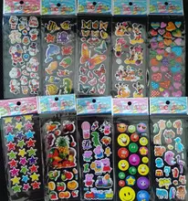 Lote de 10 hojas de pegatinas de burbujas 3D para niños, coches de princesa de dibujos animados, animales, impermeable, juguetes para bebés, GYH