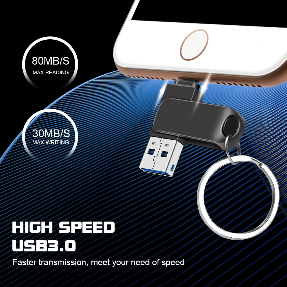 USB Flash Drive 128GB 256GB Memory Stick External Storage for iPhone 2in1 Photo Stick USB3.0 Thumb Drive Compatible iPhone iPad usb c memory sticks