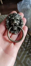 Manijas de muebles de cabeza de león, mango de aleación antiguo, tirador de puerta de armario, Decoración Retro con tornillo, 67x43mm, 1 Uds.