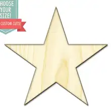 Вырезанная из дерева звезда-на заказ Выберите свой размер-лазерная резка Деревянные Художественные товары для рукоделия Настенный декор свадебный детский DCS0046