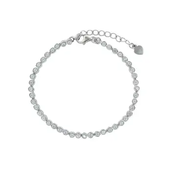 

Chain bracelet Silver Chatones 3 mm with Zircons